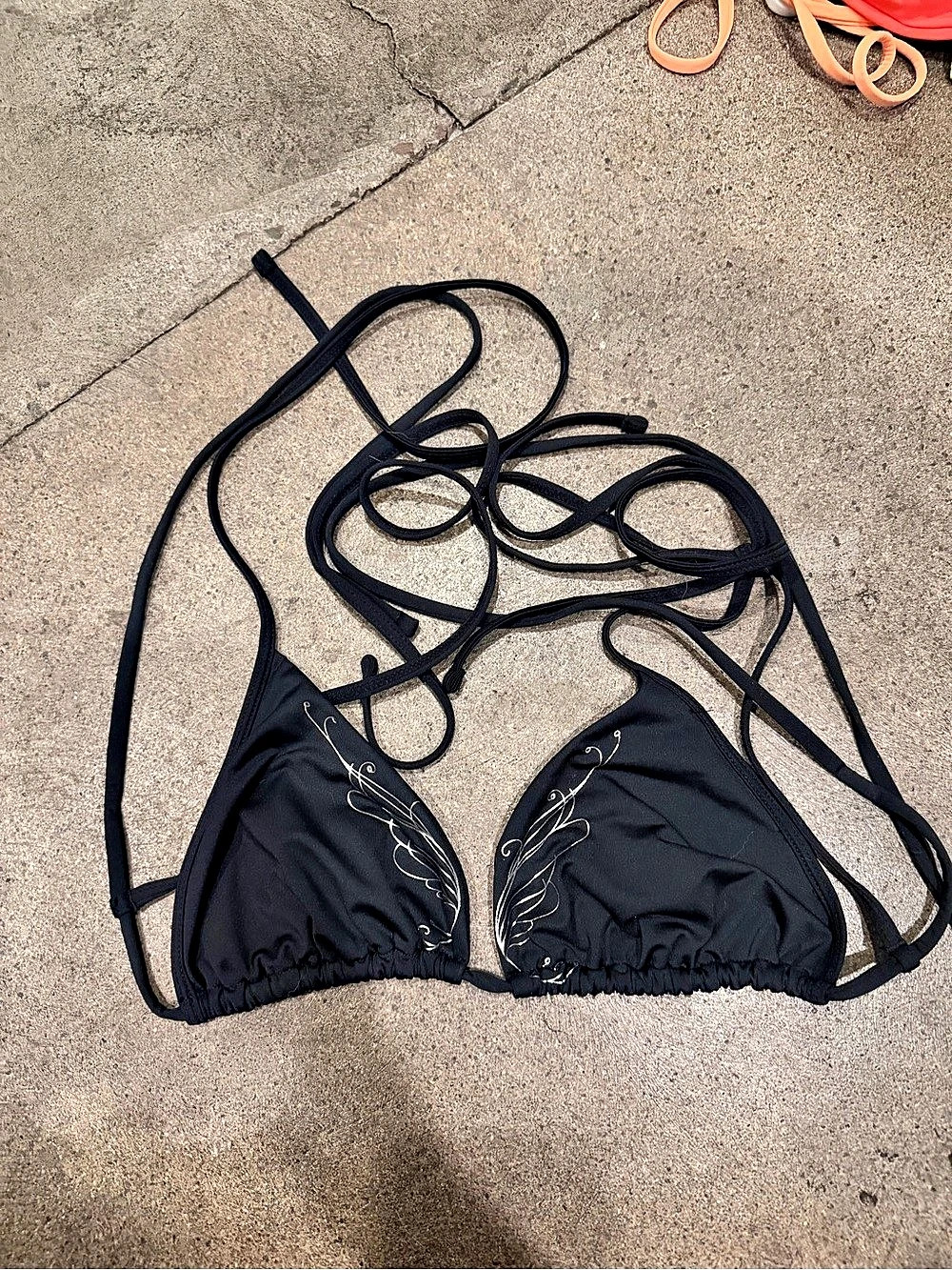 Victoria's Secret Black Embellished Bikini Top Size XL